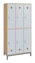 SBS-2233 šatní skříň 6-boxová, 1800x900x400 mm, kovové nohy, korpus bříza irská, dvířka bílá